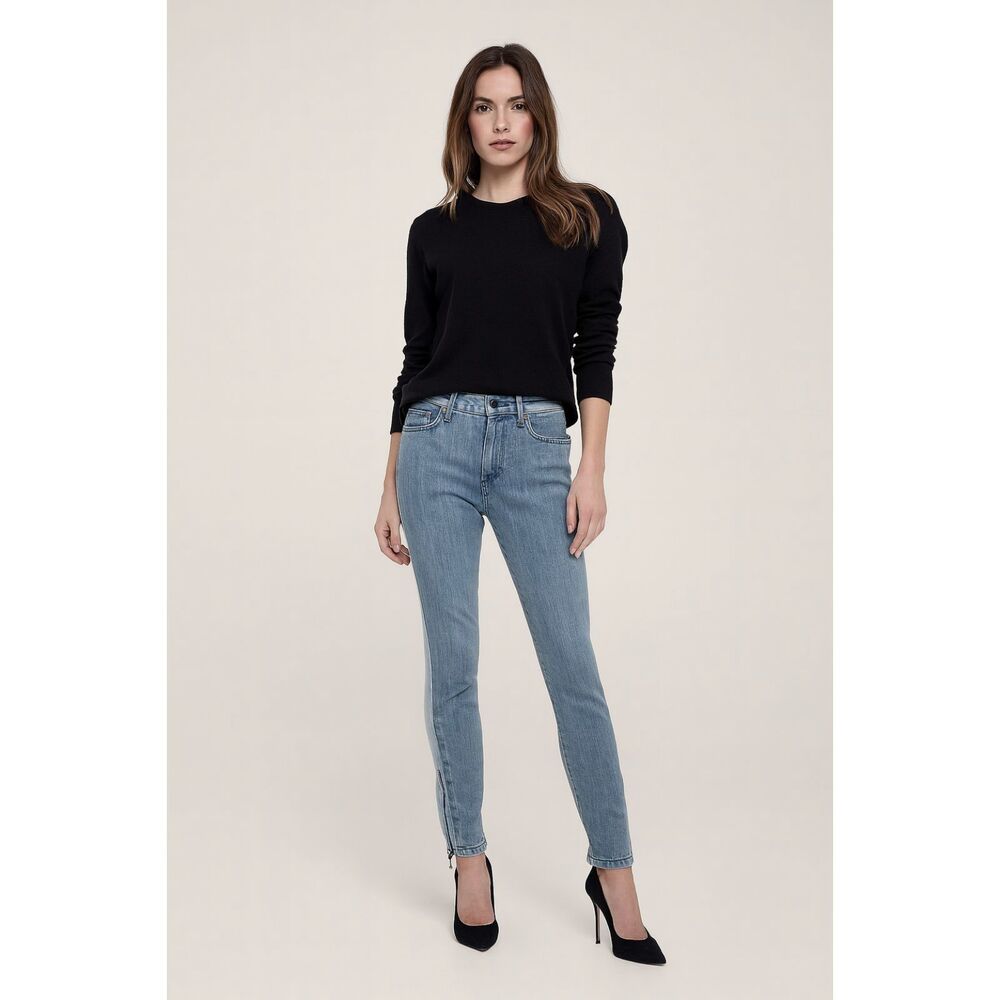 VICTORIA BECKHAM Gray Cotton Skinny Jeans Ankle Zip Pants   Women's Size 27